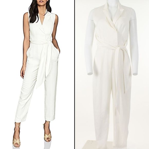 Reiss Pants & Jumpsuits Reiss Romy Bow Detail Linenblend Jumpsuit